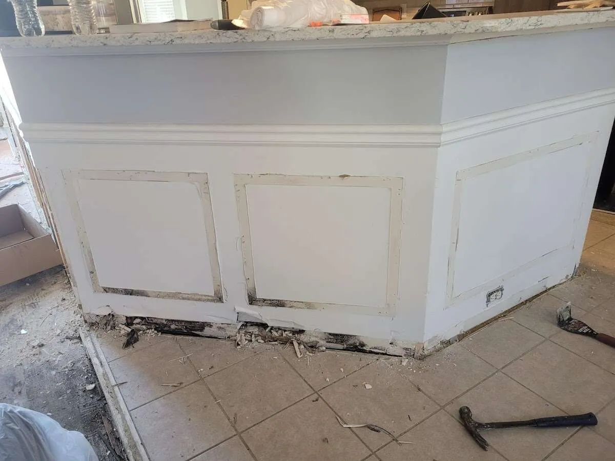 Water damage and mold on kitchen during Storm Damage Restoration in Interlaken